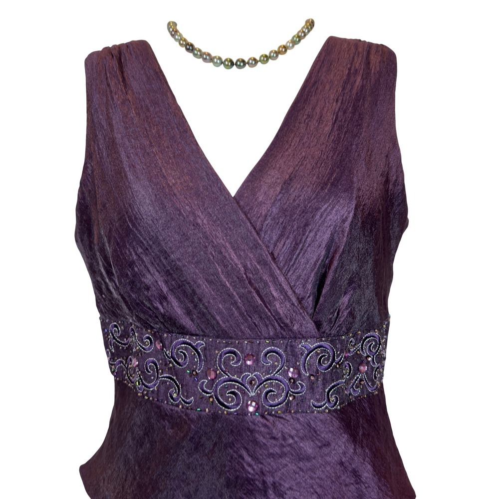 RM Richards Plum Formal Gown size 14 Sweetheart Tiered Ruffles Embellished Waist - Picture 2 of 11